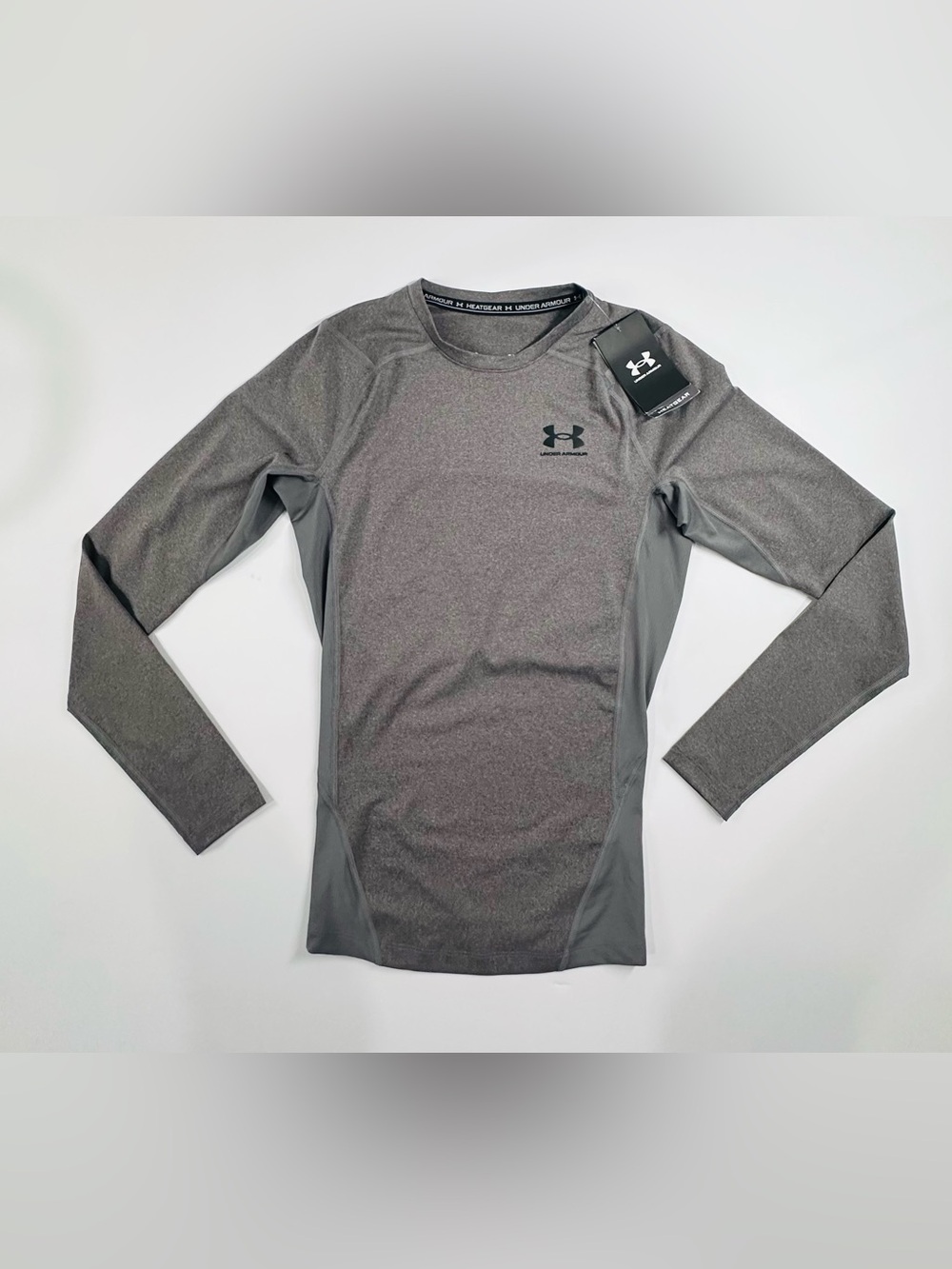 Under Armour HeatGear Compression Long Sleeve Shirt Gray Mens Small NWT